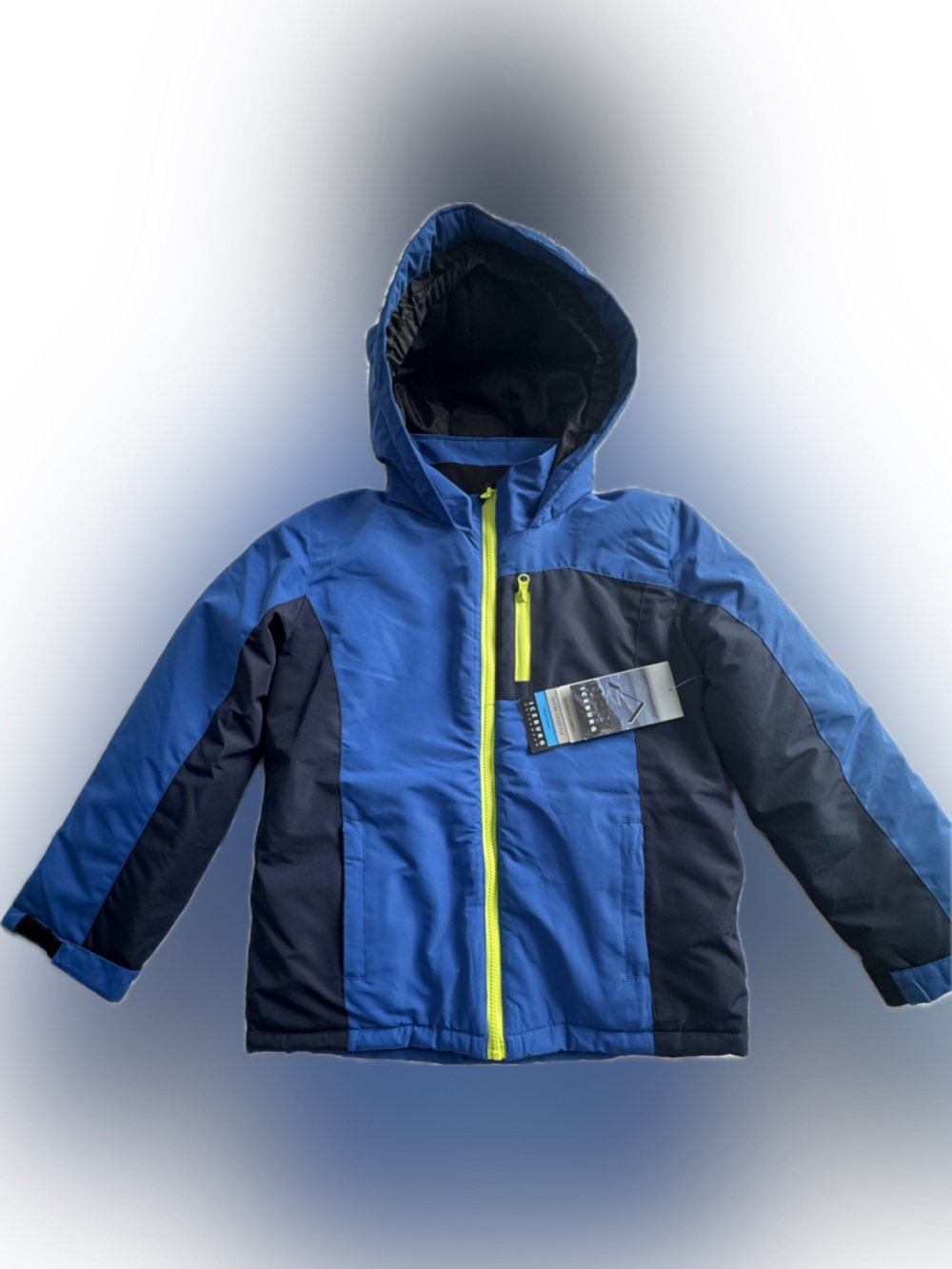 Iceberg Kids Blue Hooded Puffer Jacket with Neon Accent L 10/12
